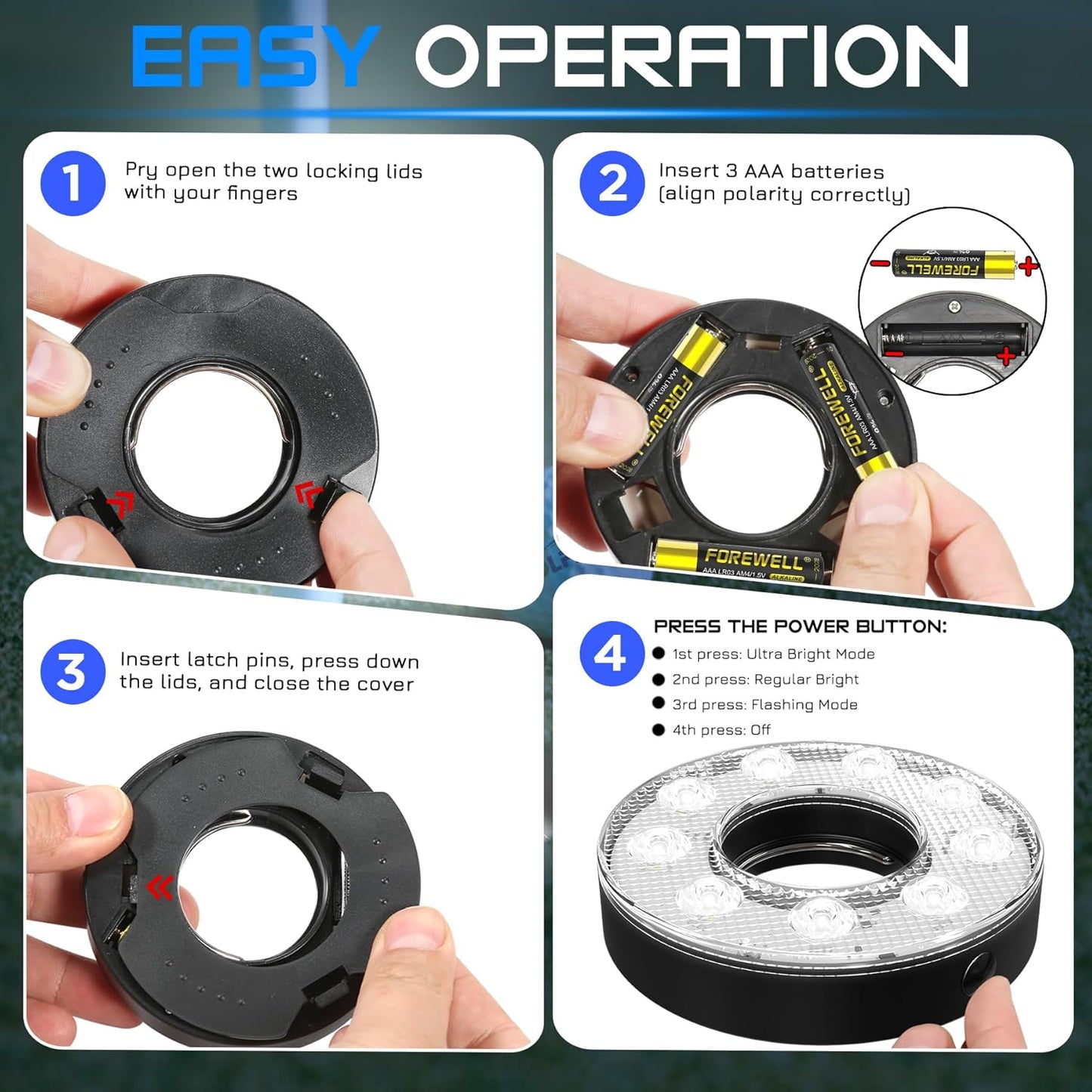 KINGTOP LED Golf Hole Light with Anti-Glare Lens - Battery Operated, Glow in The Dark Putting Cup Lights, Ideal for Night Golf, Backyard Practice Putting Green & Golf Parties