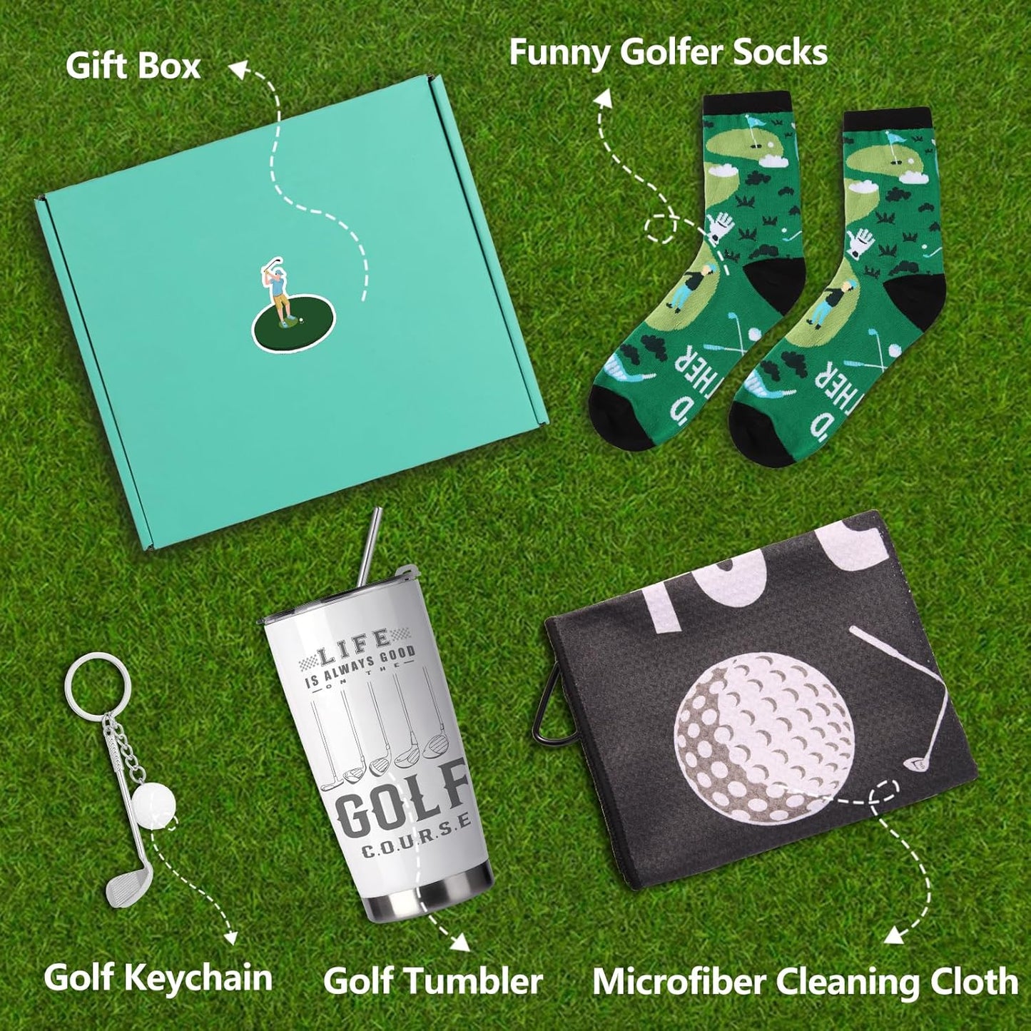 Golf Gifts for Men, Fathers Day Golf Gifts, Golfing Gifts Basket for Golfer Lovers,Funny Golfer Gift for Him Dad Uncle, Husband Boyfriend, 20 Oz Golfing Cup Tumbler