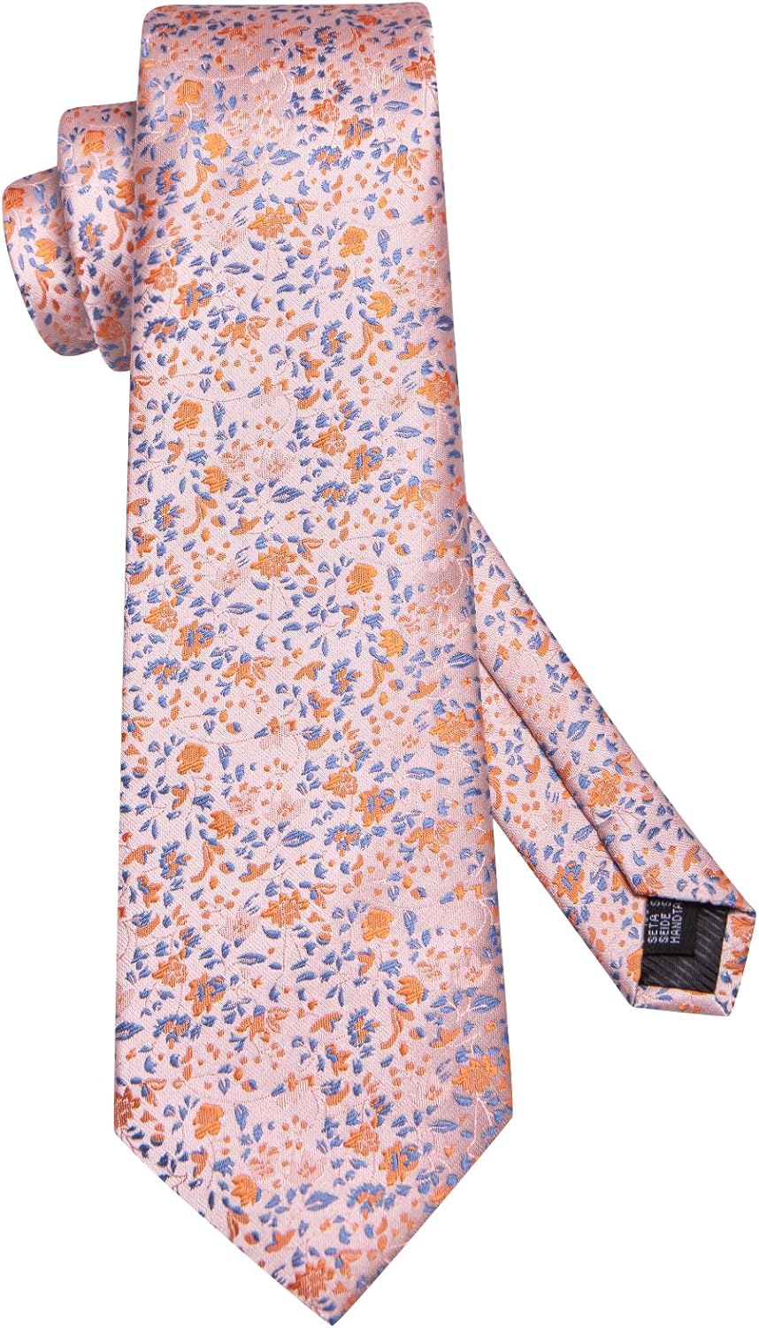 Dubulle Mens Paisley Striped Tie WOVEN Necktie for Men and Handkerchief Cufflinks Set Wedding Formal Business