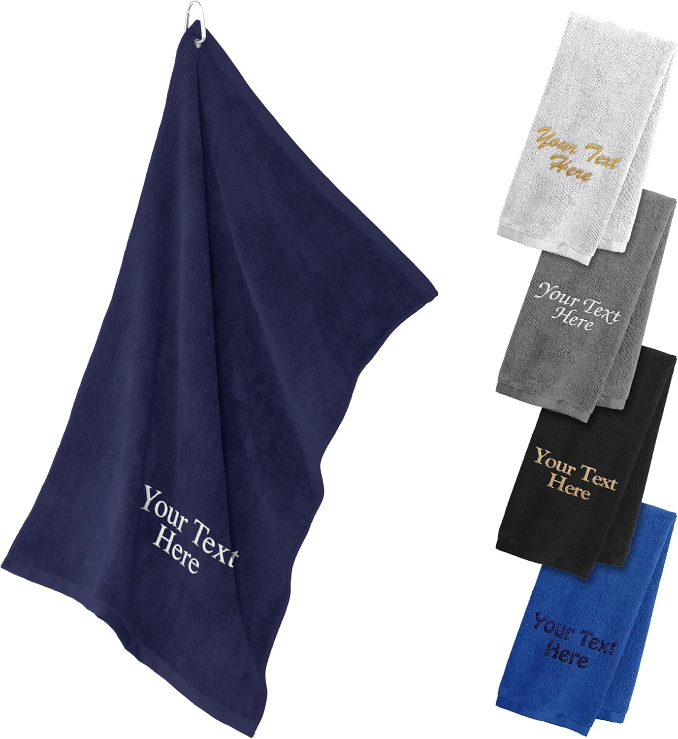 Golf Towel with Custom Text – Personalized Embroidered Golf Towel for Golfers, Microfiber Towel with Hook for Golf Bag, Golf Gifts for Men, Women