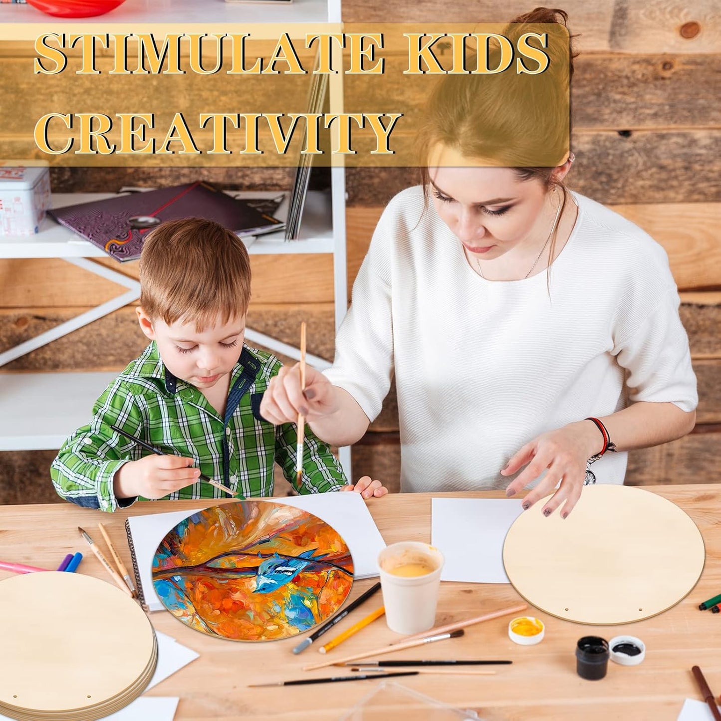 12 Inch Wood Circles for Crafts, 10Pcs Unfinished Wood Rounds for Cricut Projects, Burning, Painting, Door Hanger, DIY Wooden Crafts Christmas Halloween Thanksgiving Home Decor (10PCS)