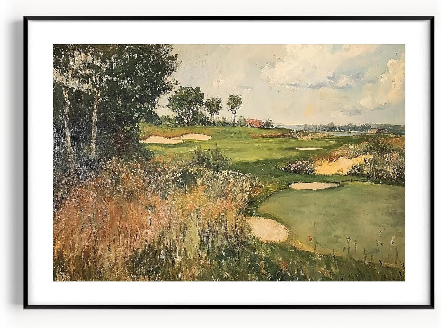 Vintage Golf Course Premium Giclee Fine Art Prints - Antique Style Golf Course Painting Posters, Golf Wall Art, Aesthetic Golfing Poster for Home Office Decor, Ready to Frame
