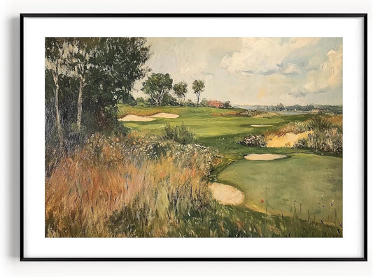 Vintage Golf Course Premium Giclee Fine Art Prints - Antique Style Golf Course Painting Posters, Golf Wall Art, Aesthetic Golfing Poster for Home Office Decor, Ready to Frame
