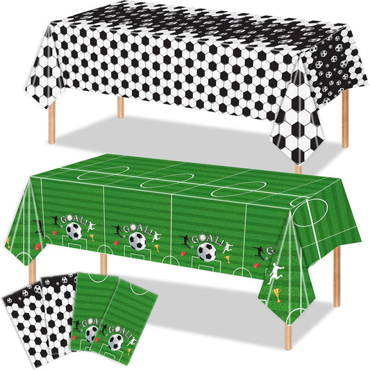 4PCS Soccer Party Tablecloths,Disposable Plastic Tablecloths - Soccer Party Decorations for Sports Theme Birthday， 54 x 108 Inch