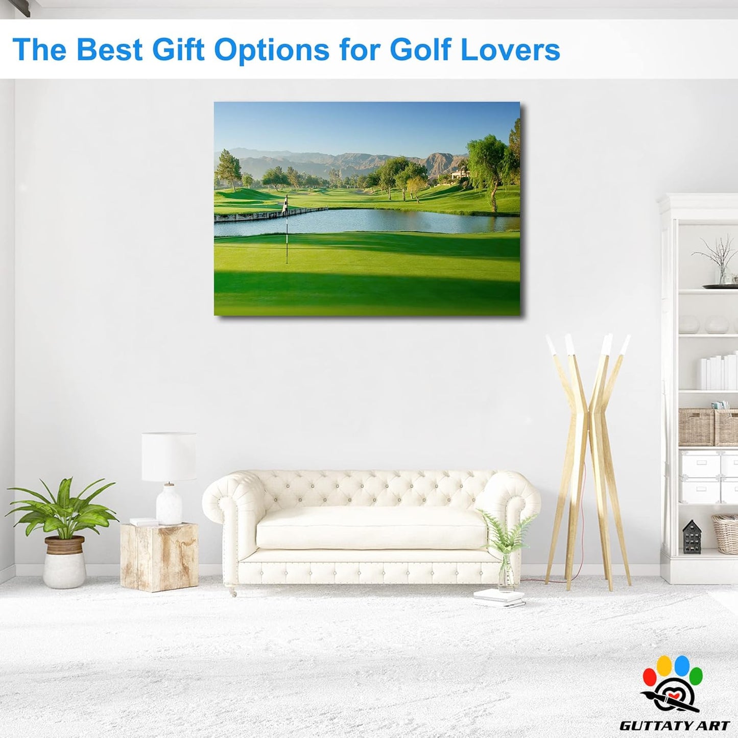 GUTTATY Golf Course Wall Art, Golf Pictures Posters Canvas Print Wall Decor for Golfer's Man Cave Home Ofice Ready to Hang (28x40 Inches)