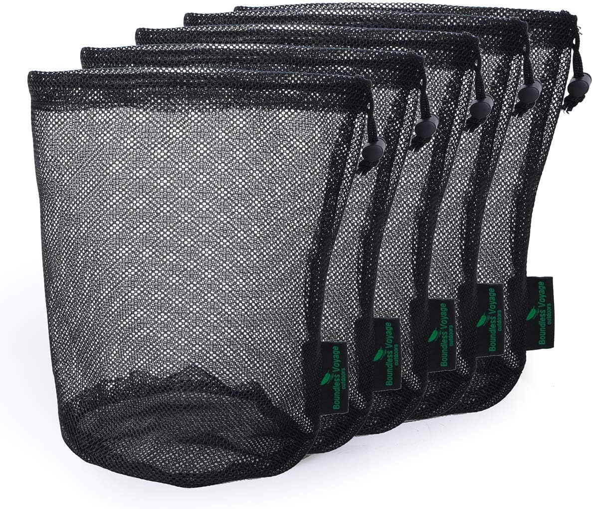 5pcs Nylon Mesh Drawstring Bag Sports Equipment Bag Outdoor L