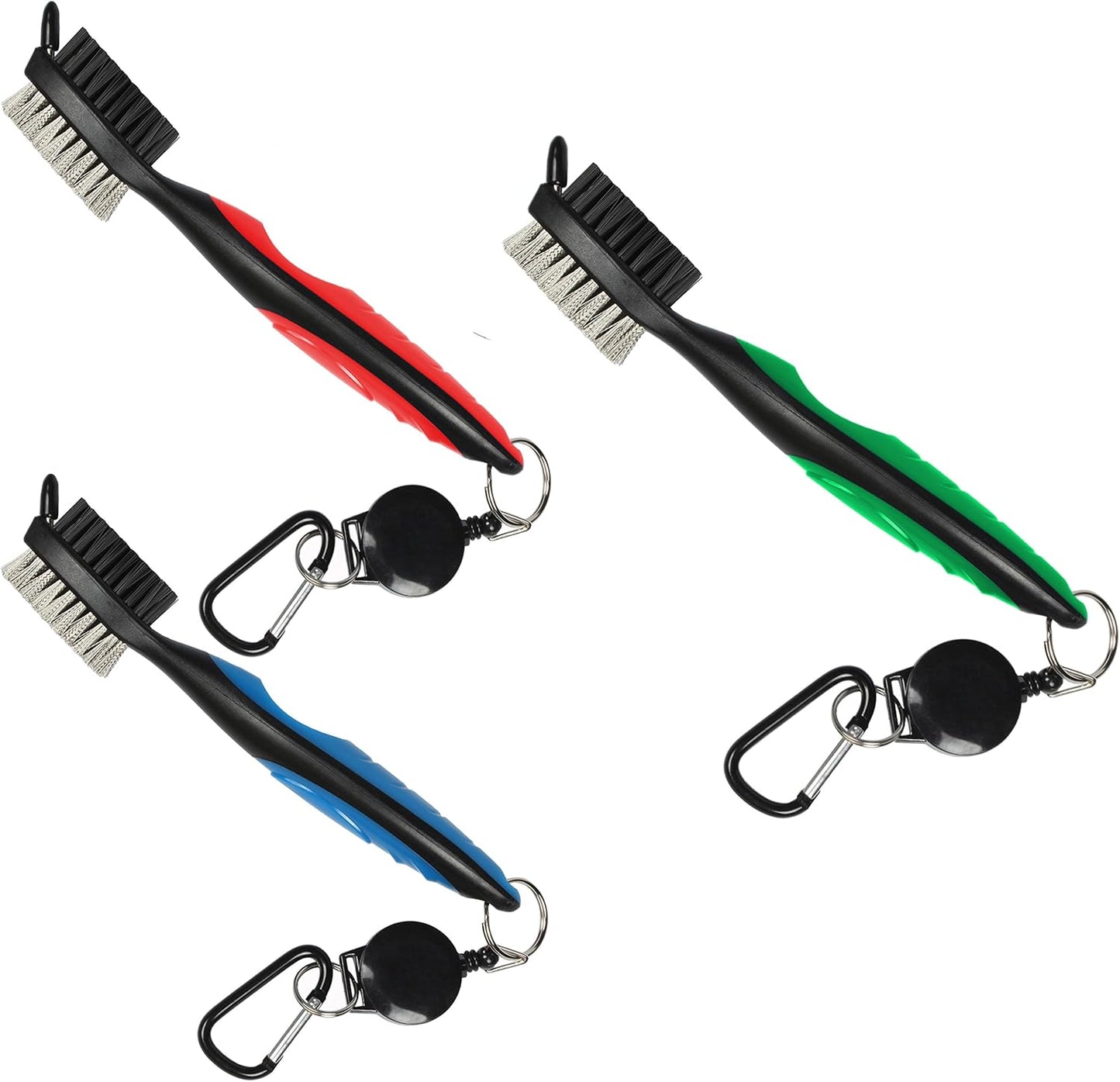 Yoport® Golf Club Brush and Club Groove Cleaner 2 Ft Retractable Zip-line Aluminum Carabiner, Lightweight and Stylish, Ergonomic Design, Easily Attaches to Golf Bag