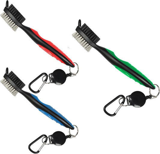 Yoport® Golf Club Brush and Club Groove Cleaner 2 Ft Retractable Zip-line Aluminum Carabiner, Lightweight and Stylish, Ergonomic Design, Easily Attaches to Golf Bag