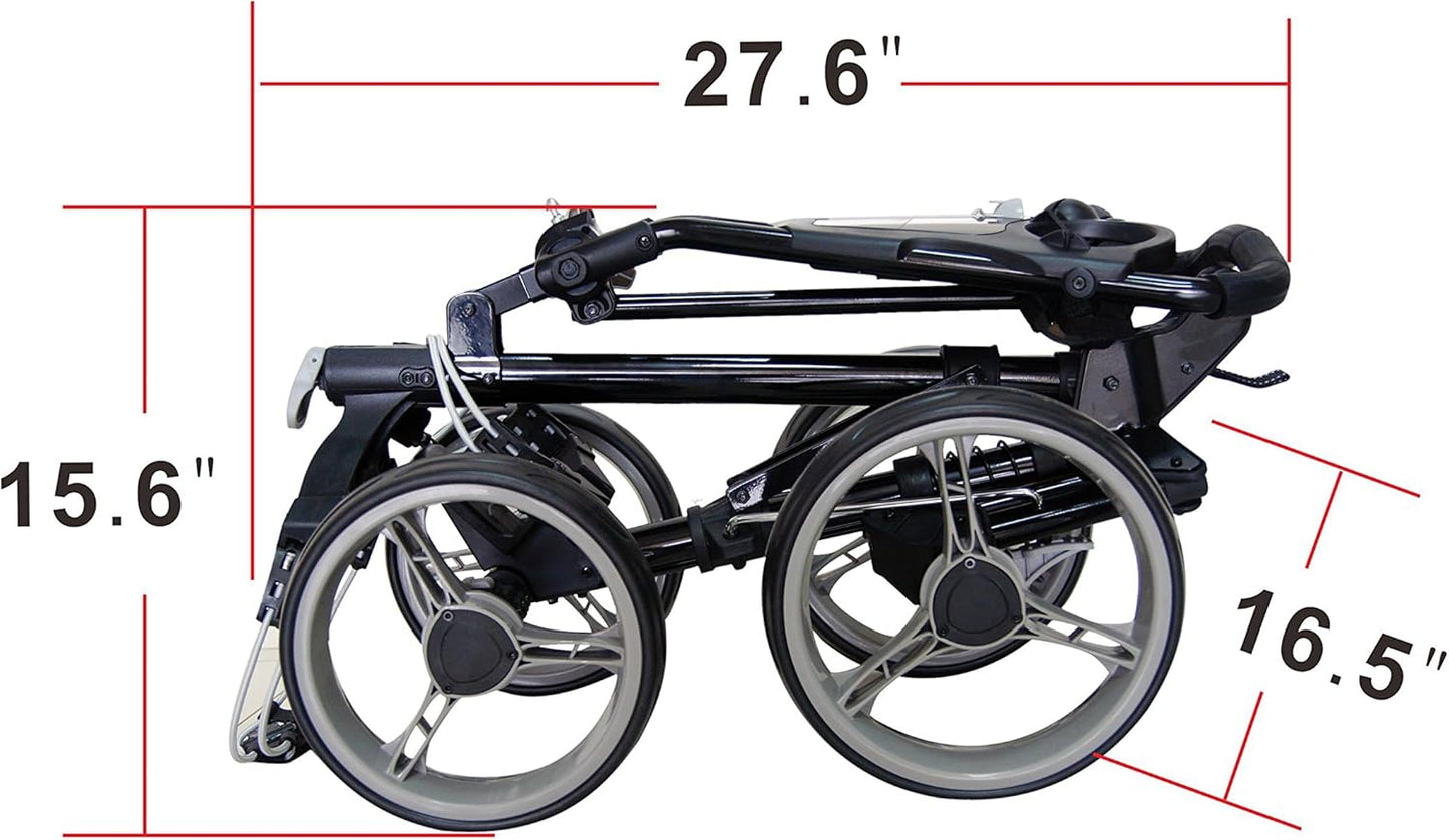 Folding Golf Push Cart 4 Wheel with Foot Brake – 1-Second Open & Close Golf Bag Cart, Adjustable Handle, Ball-Bearing Wheels, Lightweight Aluminum Frame, Umbrella Holder Included