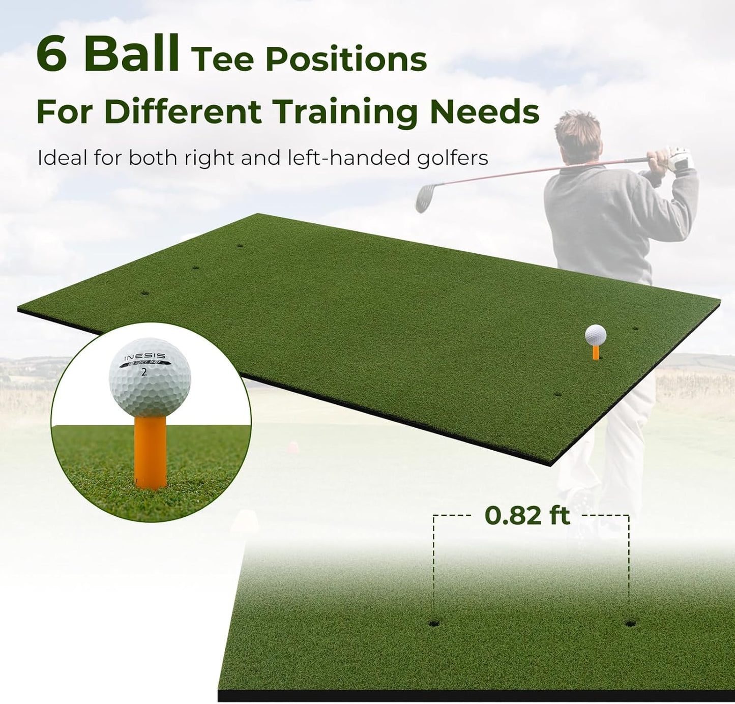 Tangkula Golf Hitting Mat, Artificial Turf Mat for Indoor/Outdoor Golf Practice Includes 2 Rubber Tees & 2 Alignment Sticks, Golf Training Mat for Home Backyard Garage