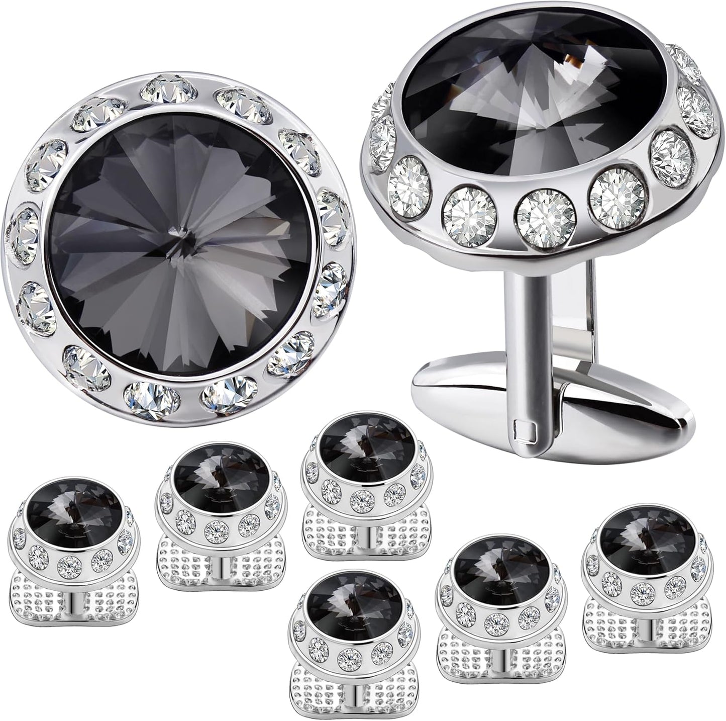 HAWSON Birthstone Tuxedo Studs and Cufflinks Set for Men's Suit Tuxedo Formal Dress Shirt Wedding Business Party Accessories