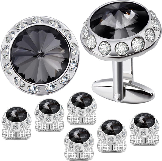 HAWSON Birthstone Tuxedo Studs and Cufflinks Set for Men's Suit Tuxedo Formal Dress Shirt Wedding Business Party Accessories