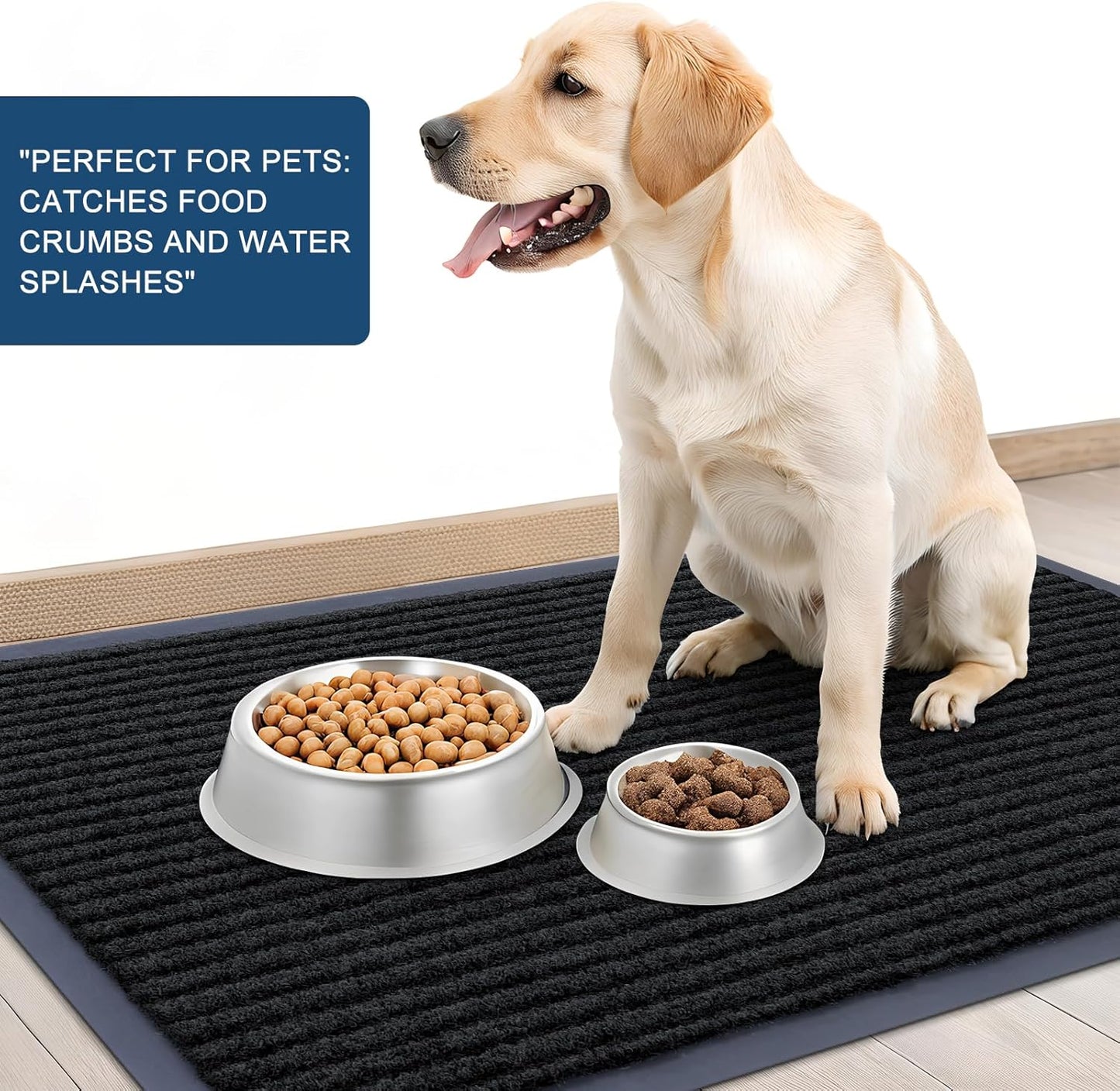 OLANLY Front Door Mat Indoor Outdoor Entrance, Waterproof Heavy Duty Doormat, Fade Resistant, Low Profile, Easy Clean Patio Porch Welcome Floor Mats for Entry, 35x23, Black