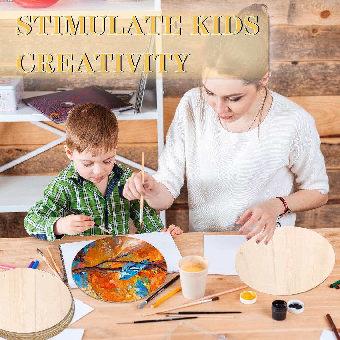 12 Inch Wood Circles for Crafts, 5Pcs Unfinished Wood Rounds for Cricut Projects, Burning, Painting, Door Hanger, DIY Wooden Crafts Holiday Christmas Thanksgiving Day Home Decor(5PCS)