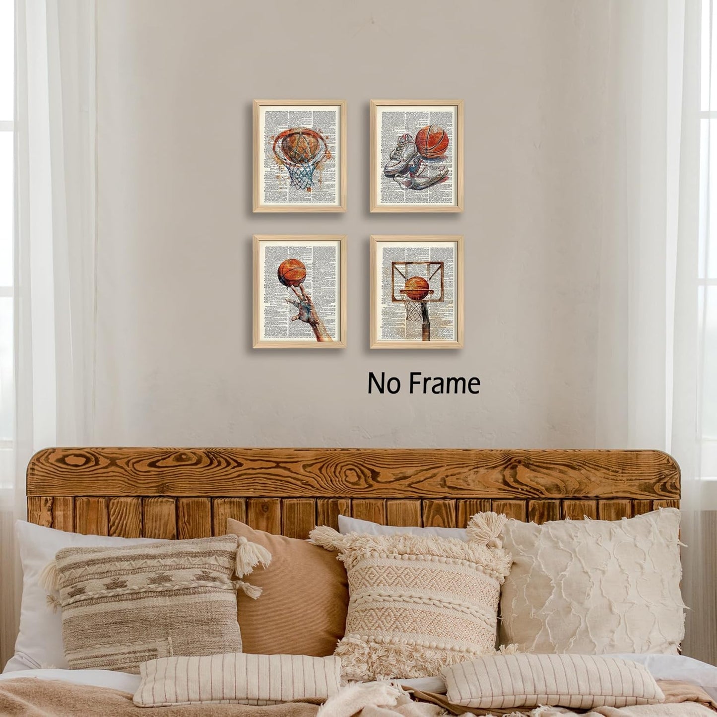 KSDUT Retro Basketball Wall Decor Art Set of 4 - Vintage Artwork Poster Prints Gym Club Wall Decor Basketball Gifts Wall Art for Office Games Sports Room Decorations - 8"x10" Unframed