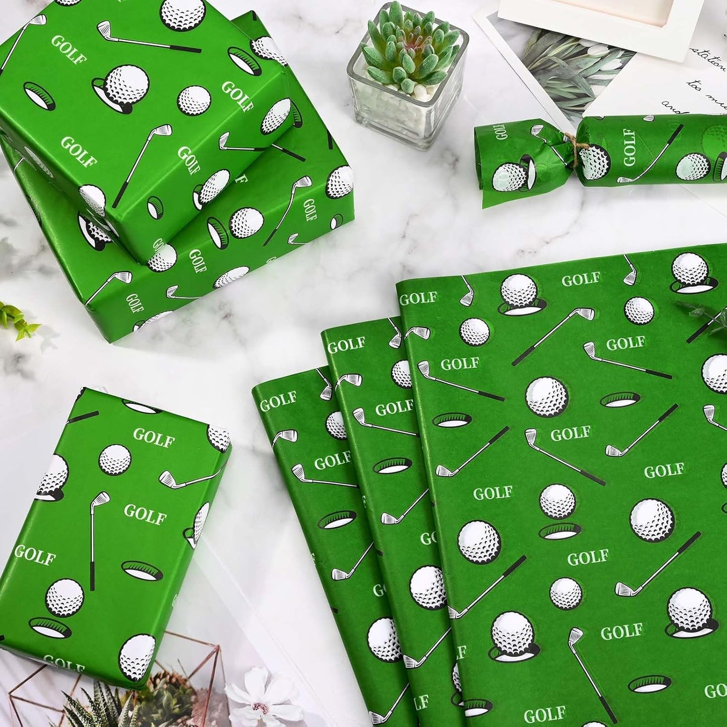 Sanixin 100 Sheets Golf Tissue Paper Golf Sports Wrapping Paper for Golf Theme Party DIY Crafts, 14 x 20 Inches