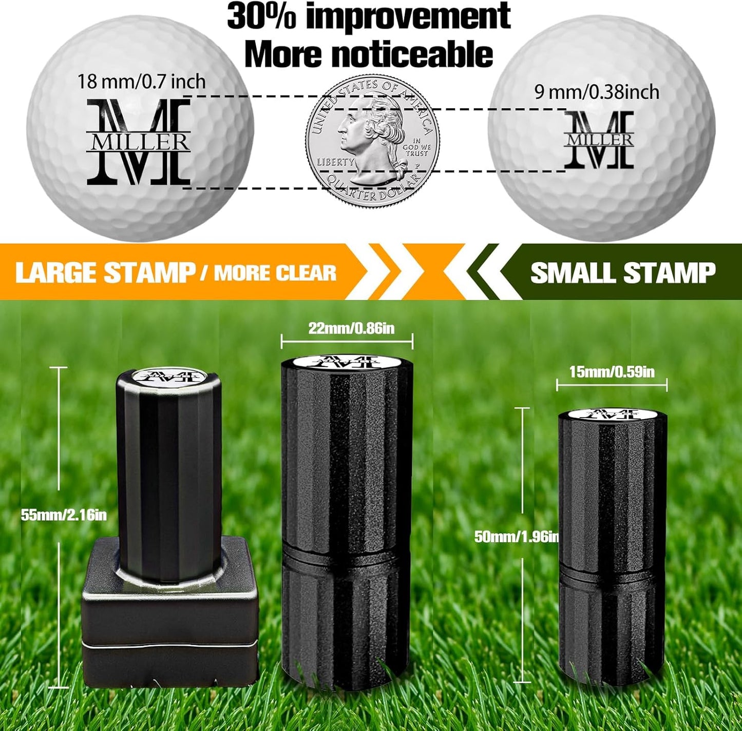 ONFAON Custom Golf Ball Stamp, Personalized Name Golf Ball Marker Stamp with Monogram Logo, Reusable Inking Customized Golf Stamper Accessories Gifts for Golfers