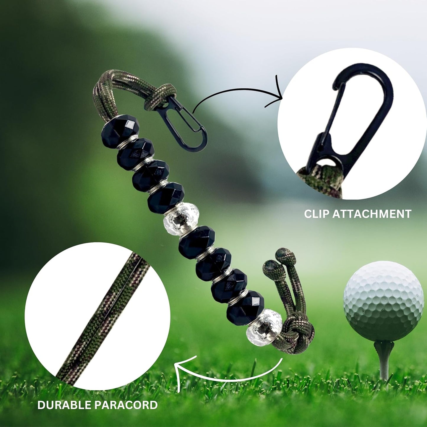 LAMIBEE Golf Beads Count Stroke Score Counter, Durable 550 lbs Paracord String with 10 Beads, Easy Scorekeeping, Hand-Braided with Clip