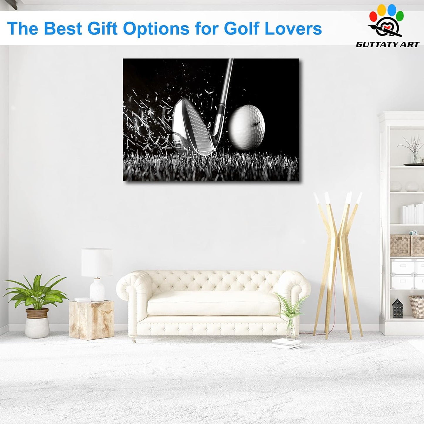 Canvas Wall Art, Play Golf Ball Wall Art Painting Prints for Living Room Wall Decor, Sport Golf Clubs Poster Picture for Bedroom Kitchen Decor, Framed Artwork for Office Home Decoration 28x40 Inches