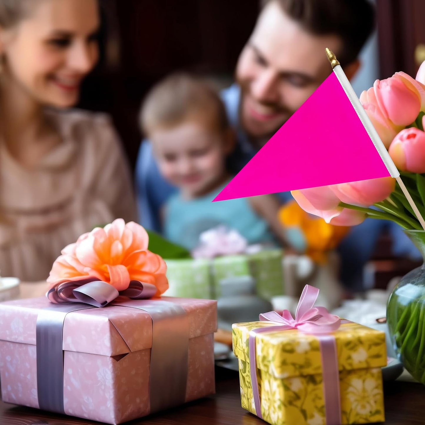 20 Pack Solid Color Pink Blank Pennant Flags on Wood Stick Small Mini Plain DIY Graffiti Flags,Decorations for Parades,Grand Opening,Kids Birthday,Sports Clubs,5x8 Inch