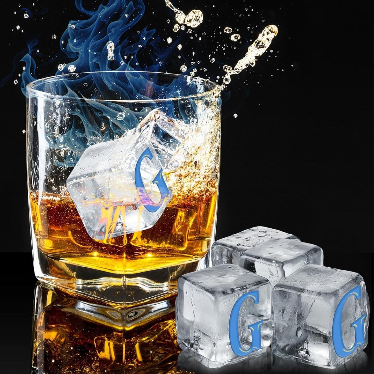 6 Pcs 2" Letter Silicone Personalized Ice Cube Mold,Personalized Ice Mold with 2mm Depth,Create Unique Whiskey Ice Cubes in Style with our Customizable Ice Mold (Letter G)