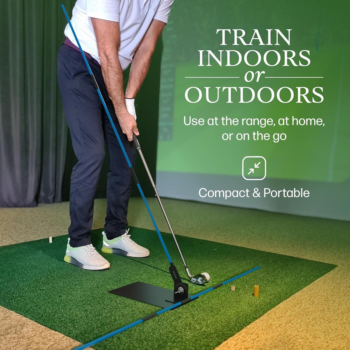 Golf Alignment Stick Holder Plate, Professional Swing Trainer, Practice Tool Training Equipment Golfing Accessory Complete with Alignment Sticks and Divot Repair Tool