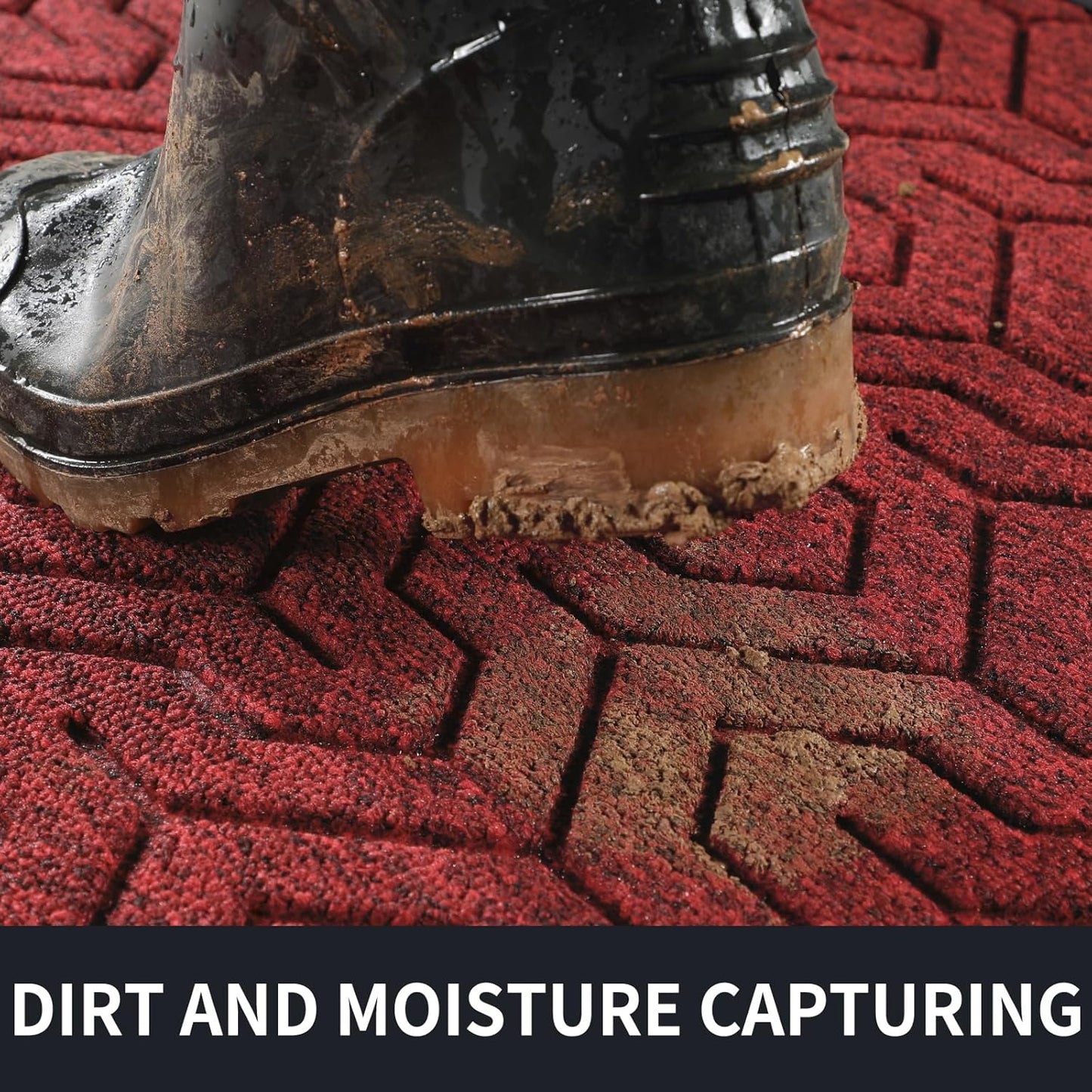 Yimobra Large Door Mat Outside Entrance 47x32, Waterproof Heavy Duty Outdoor Mats for Front Door, Non Slip Rubber Entry Mat for Garage Patio Indoor, Easy Clean, Black Red