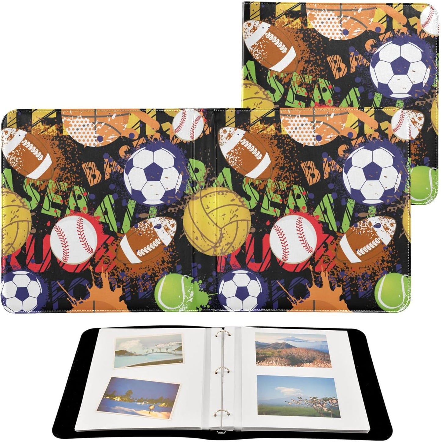 Fisyme Sport Ball Photo Album Self Adhesive DIY Scrapbook Album for 2x3 4x6 5x7 6x8 Pictures 20 Pages Memory Book for Family Wedding