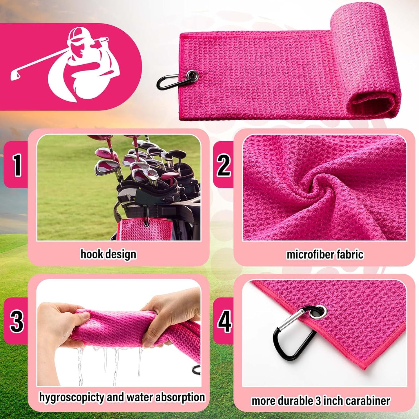 Liliful 12 Pcs Golf Accessories Kit, Include Golf Ball Bag with Hook Towel Tees Magnetic Ball Marker Divot Tool Cleaner Brush for Women Man Gifts