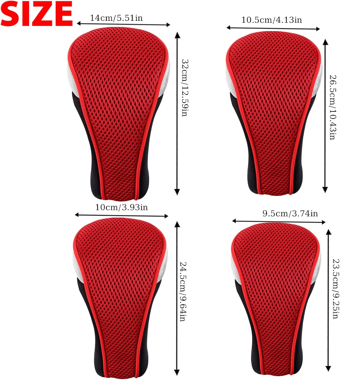 Andux 4pcs/Pack Mesh Golf 460cc Driver Fairway Wood Club Head Covers with Interchangeable No. Tags