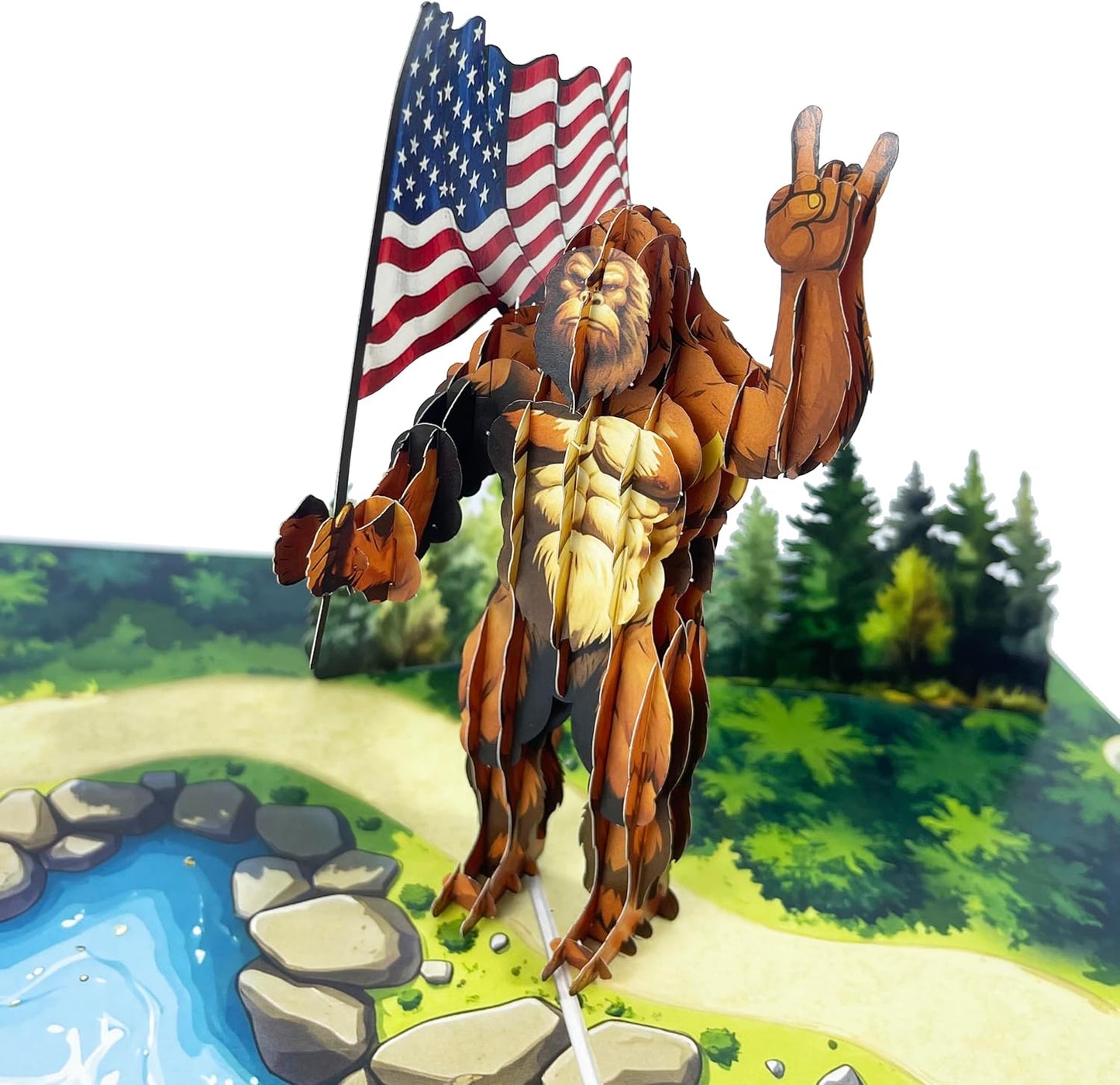 3D Bigfoot Popup Card - Handmade Sasquatch Paper Art for Birthday, Anniversary, Christmas, Father’s Day - Unique Gift for Him, Her, Dad, Son, Husband, Wife, Bigfoot Lover