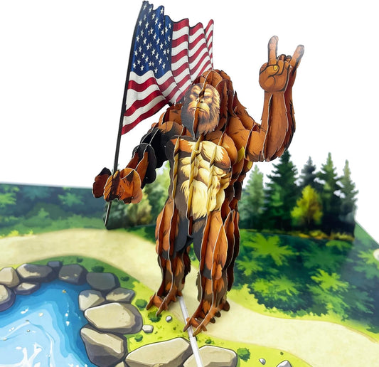 3D Bigfoot Popup Card - Handmade Sasquatch Paper Art for Birthday, Anniversary, Christmas, Father’s Day - Unique Gift for Him, Her, Dad, Son, Husband, Wife, Bigfoot Lover