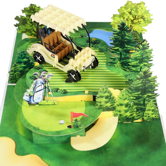 Golf Pop Up Birthday Card, 3D Golf Fathers Day Cards for Dad, Husband, Grandpa, Pap, Him, Men, Golfers; All-Occasion, Congratulations, Thank You, Father’s Day, Retirement for Boss, Coworker, 6x8 In