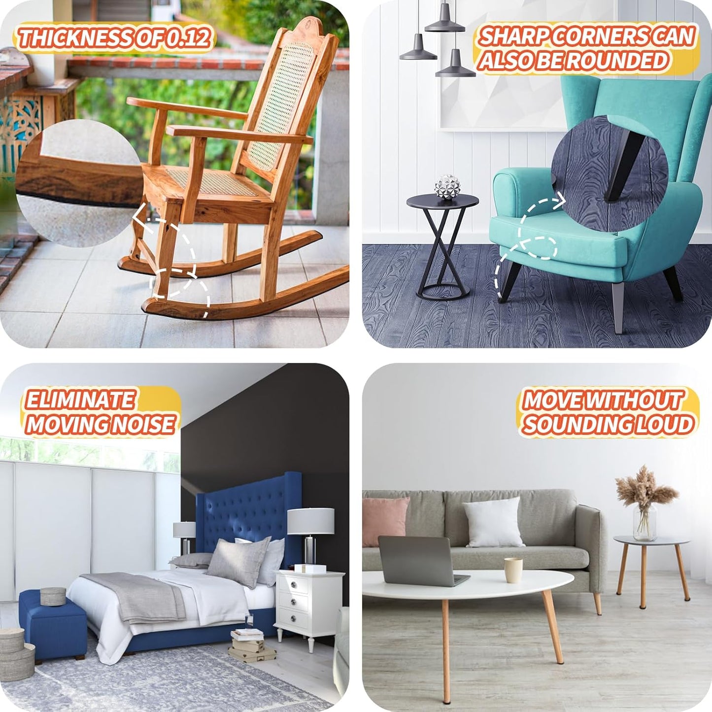 Felt Furniture Pads, Non Slip Self Adhesive Cuttable Felt Tape Beige Heavy Duty Felts Strip Roll for Protecting Hardwood Floors Chair Wall Protector (40 x 5 x 0.12 Inch, 2 Pack)