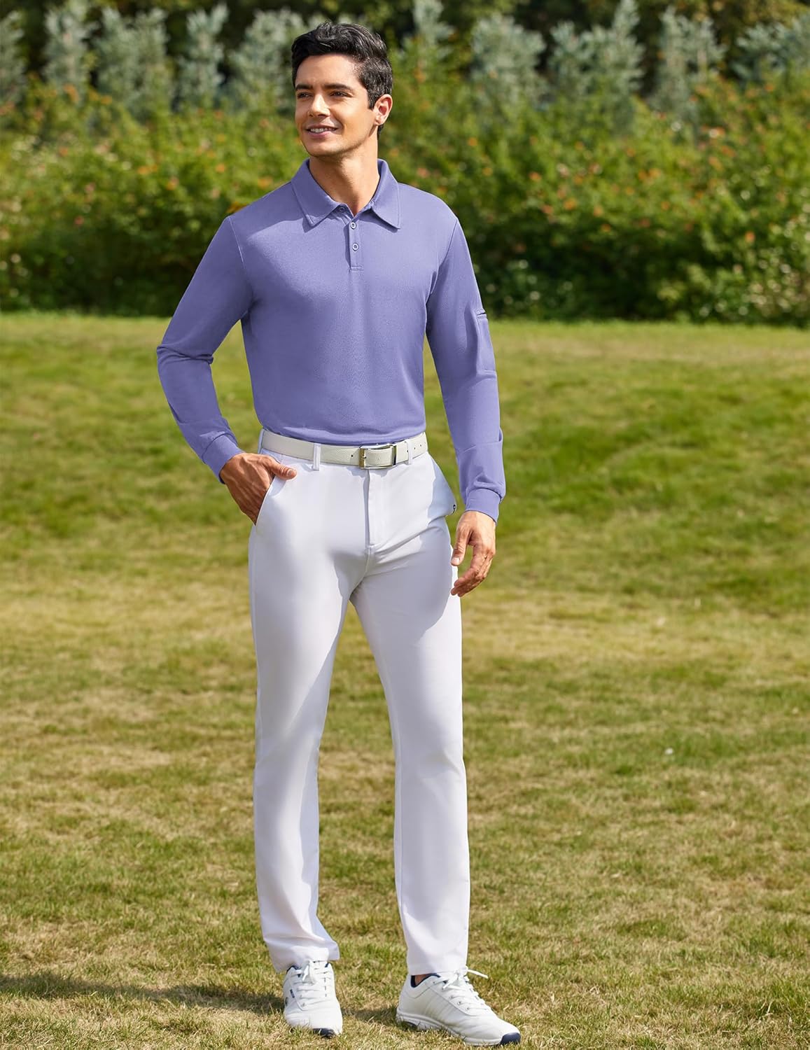 Deyeek Men's Polo Shirts Long Sleeve Golf Polo Shirts for Men Quick Dry UPF 50+ Sun Protection Polos Casual Collared Shirts