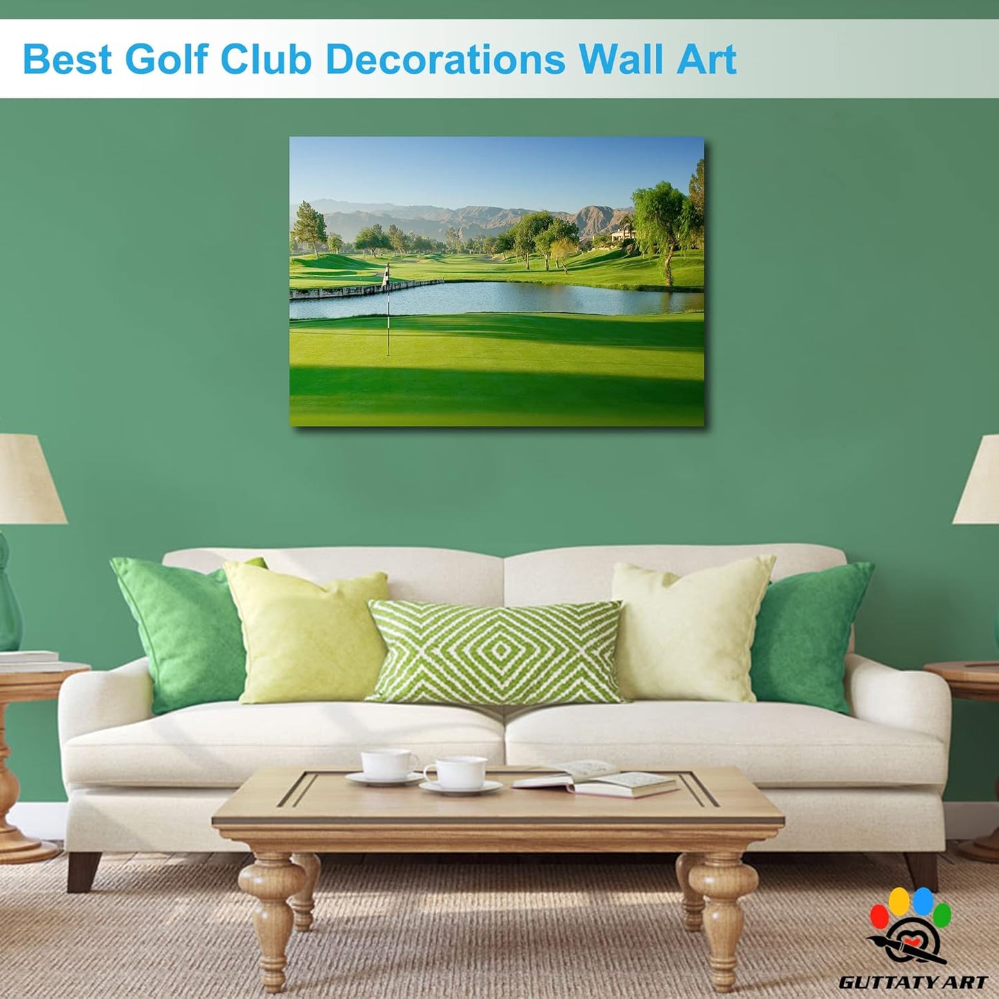 GUTTATY Golf Course Wall Art, Golf Pictures Posters Canvas Print Wall Decor for Golfer's Man Cave Home Ofice Ready to Hang (28x40 Inches)