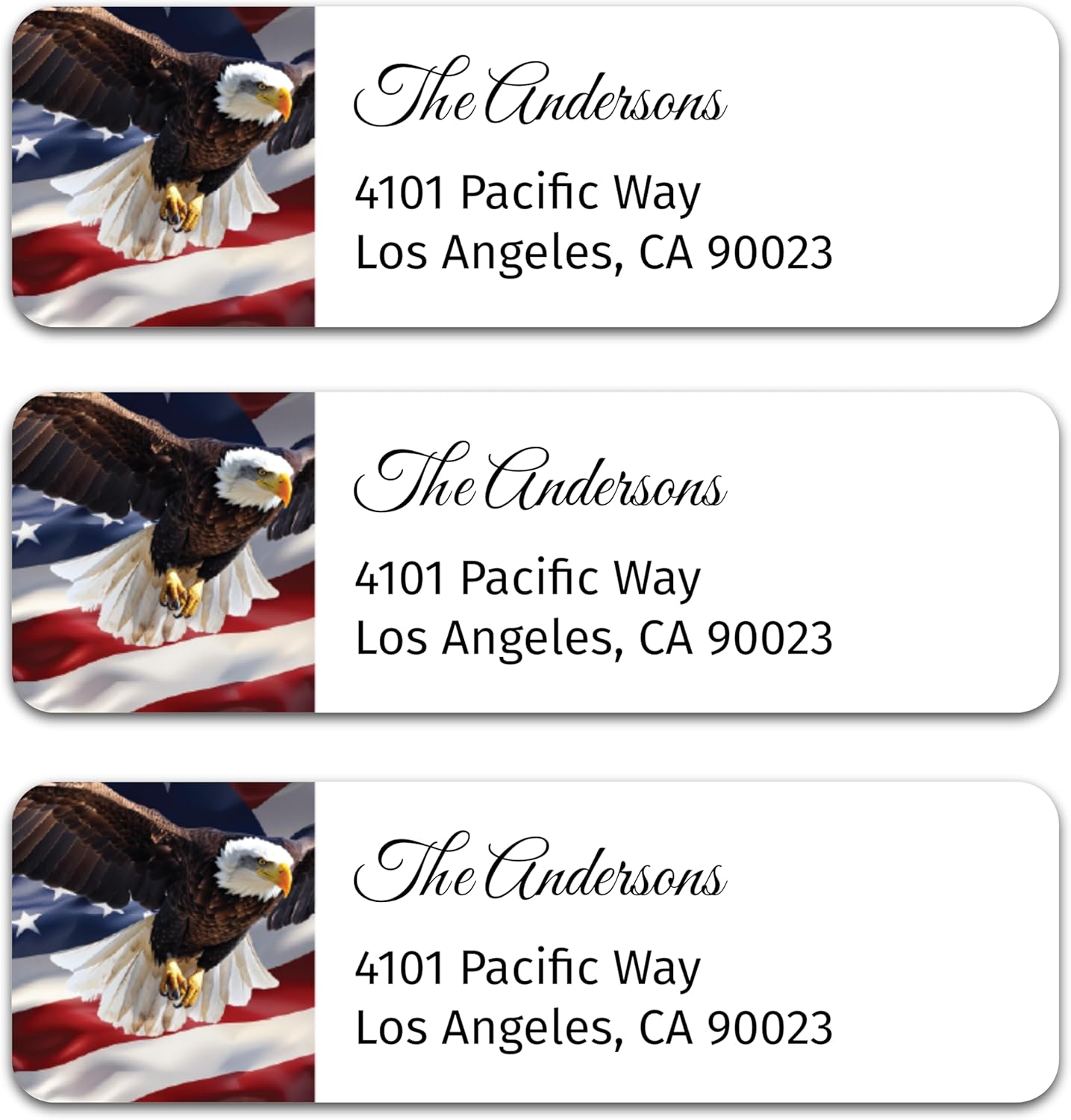 Personalized Patriotic Return Address Labels, Self-Adhesive Address Stickers on Sheets, 50-1000 Labels (Eagle)
