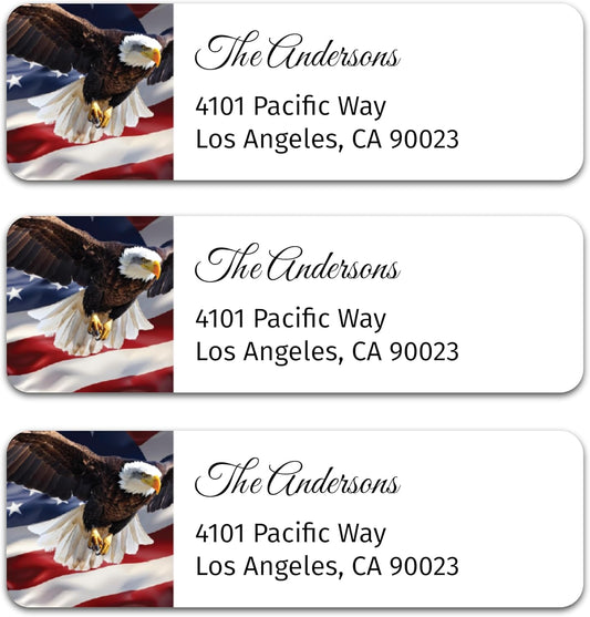 Personalized Patriotic Return Address Labels, Self-Adhesive Address Stickers on Sheets, 50-1000 Labels (Eagle)