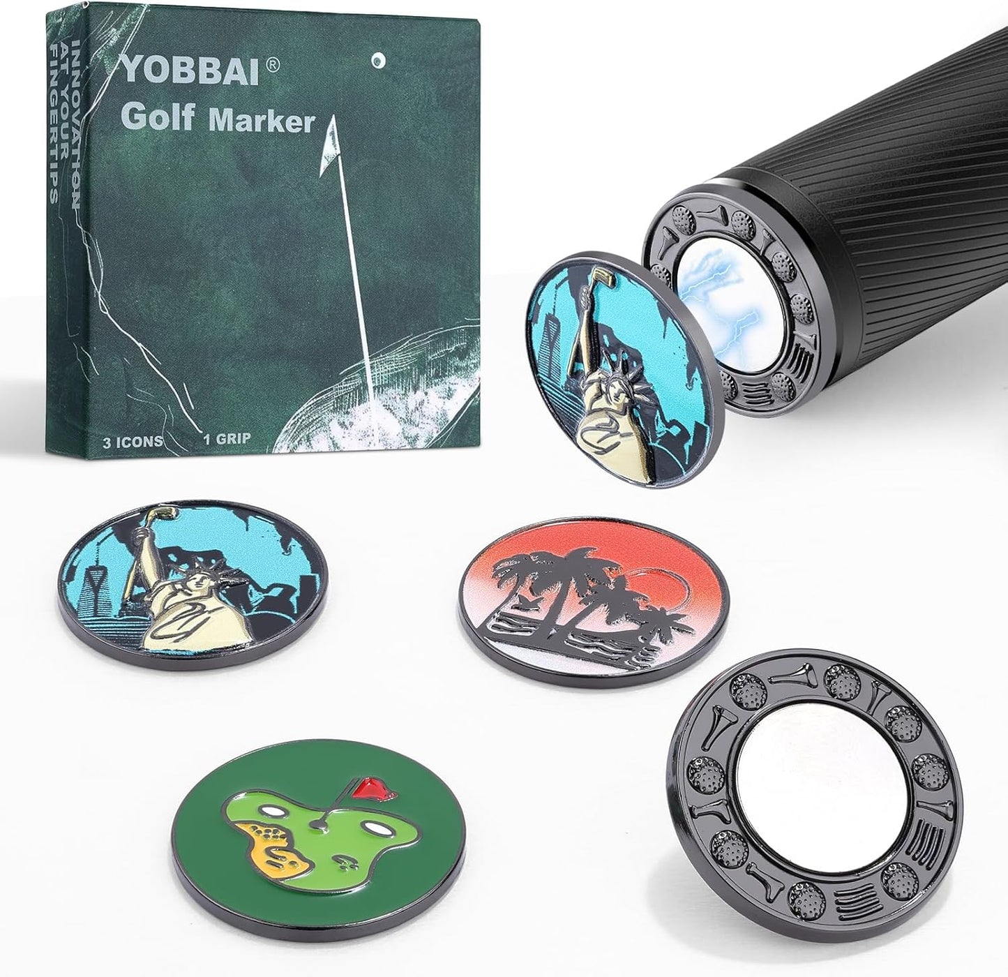 Golf Ball Marker Set with Magnetic Putter Grip Mount Golf Accessories for Men Women, Easy-to-Find Markers for Putting, Funny Golf Gifts, Unique Golf Gadgets for Golfer