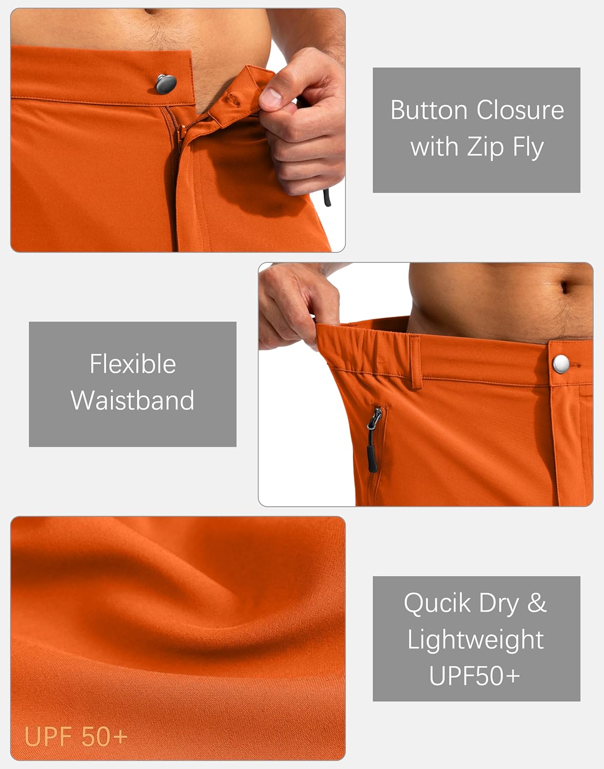 Pudolla Men's Hiking Cargo Shorts 9" Lightweight Outdoor Work Shorts for Men Travel Golf Camping Casual with 5 Zipper Pockets