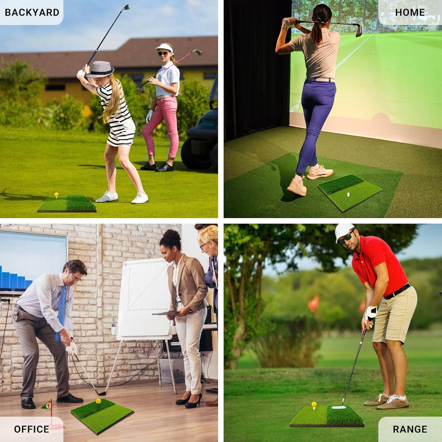 Portable & Foldable Golf Practice Mat – Dual-Turf Golf Hitting Mat for Indoor & Outdoor Swing and Chipping – Fairway & Rough Turf Golf Training Mat for Backyard and Home