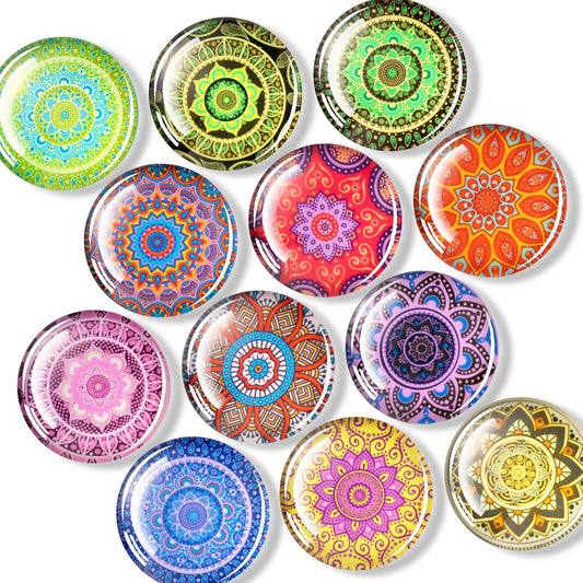 FINDMAG 12 Pcs Glass Fridge Magnets, Cute Fridge Magnet Sticker, Small Magnets for Office, Photo, Cabinet, Locker Accessories and Whiteboard