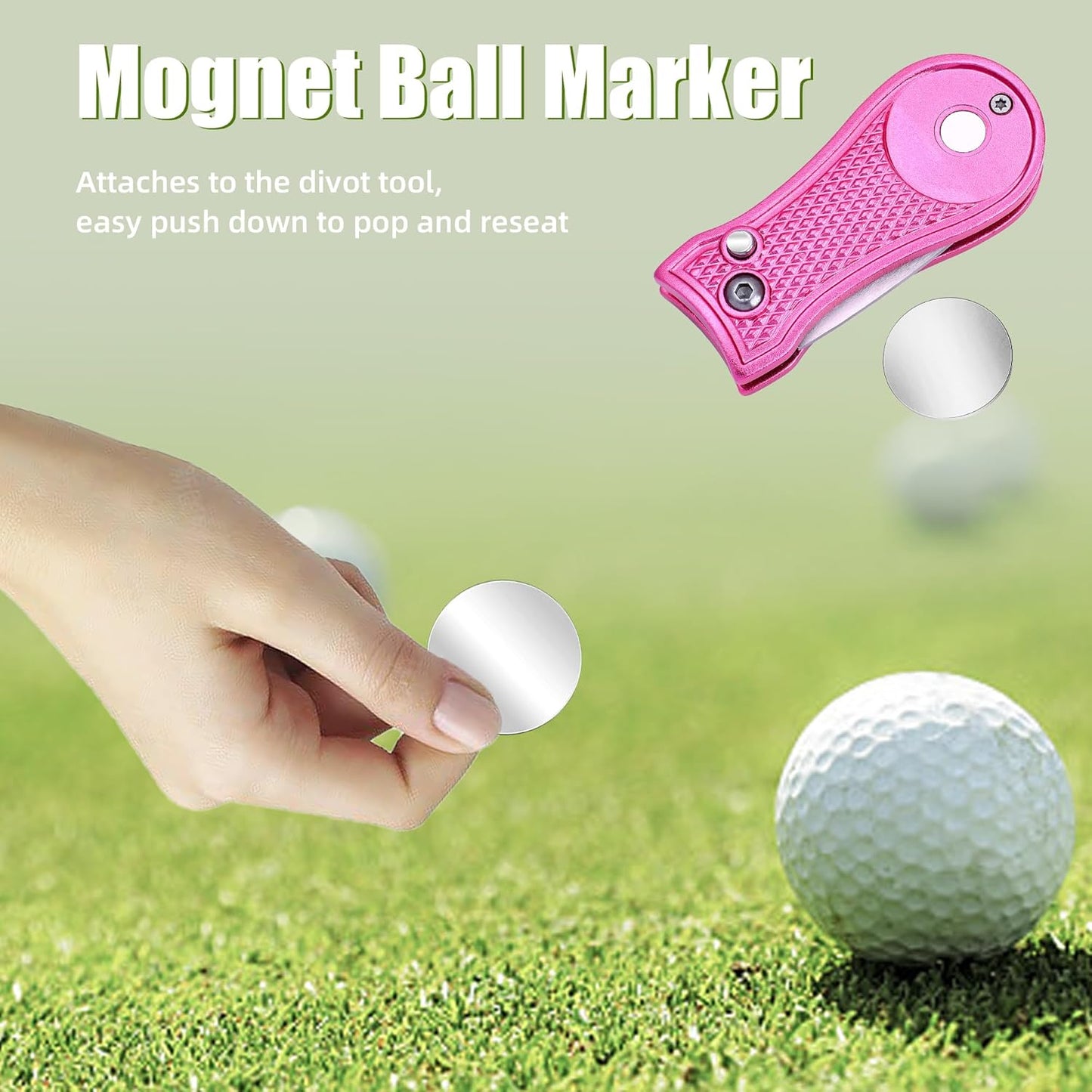 Mile High Life Golf Divot Repair Tool, All Metal Foldable Divot Tool with Pop-up Button & Magnetic Ball Marker