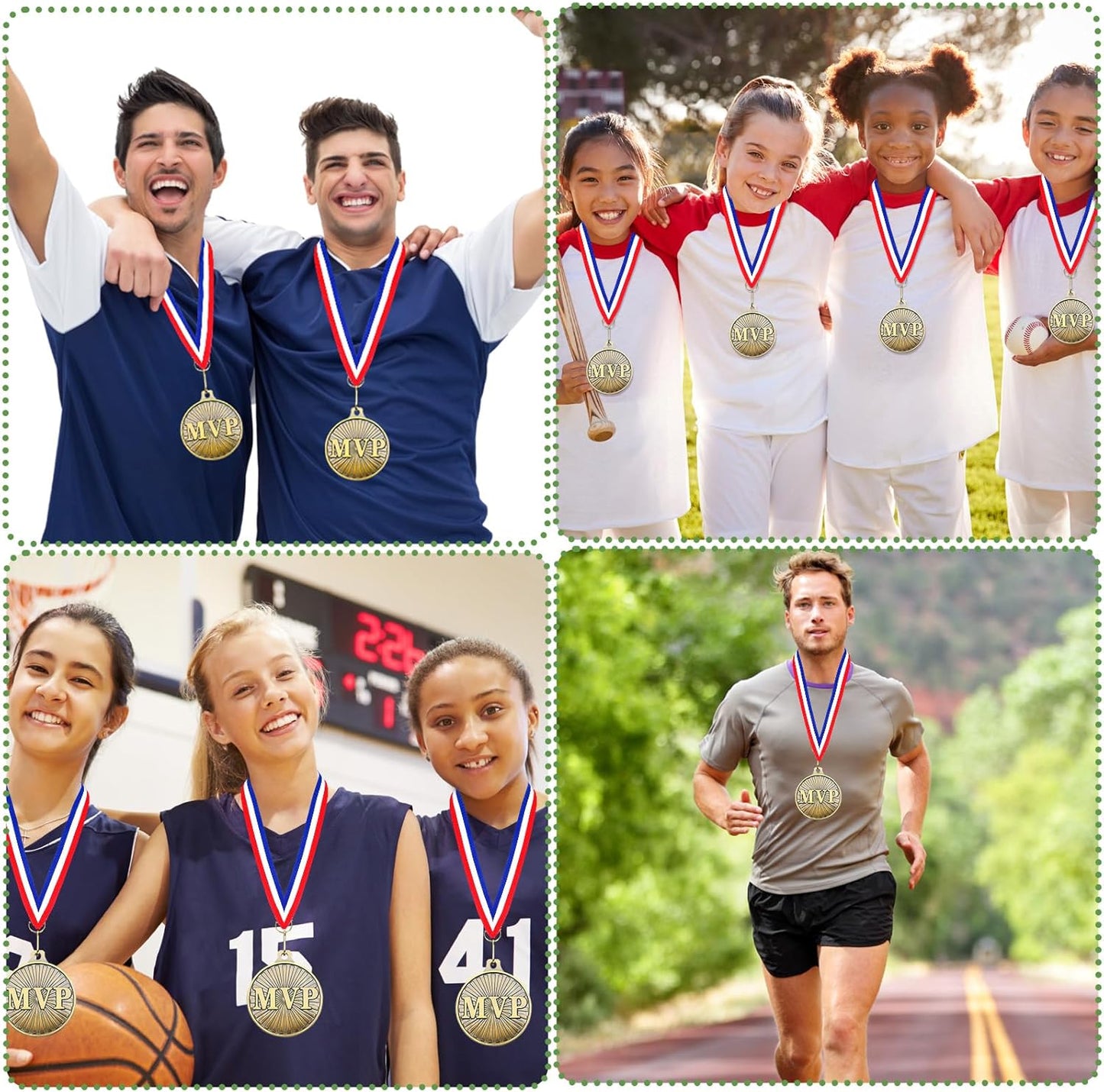 30 Pcs 2'' MVP Award Medals Bulk with Neck Ribbons Gold Champ Trophy Most Valuable Player for Adults Games Sports Events Party Prizes Football Baseball Soccer Basketball Softball MVP Gift