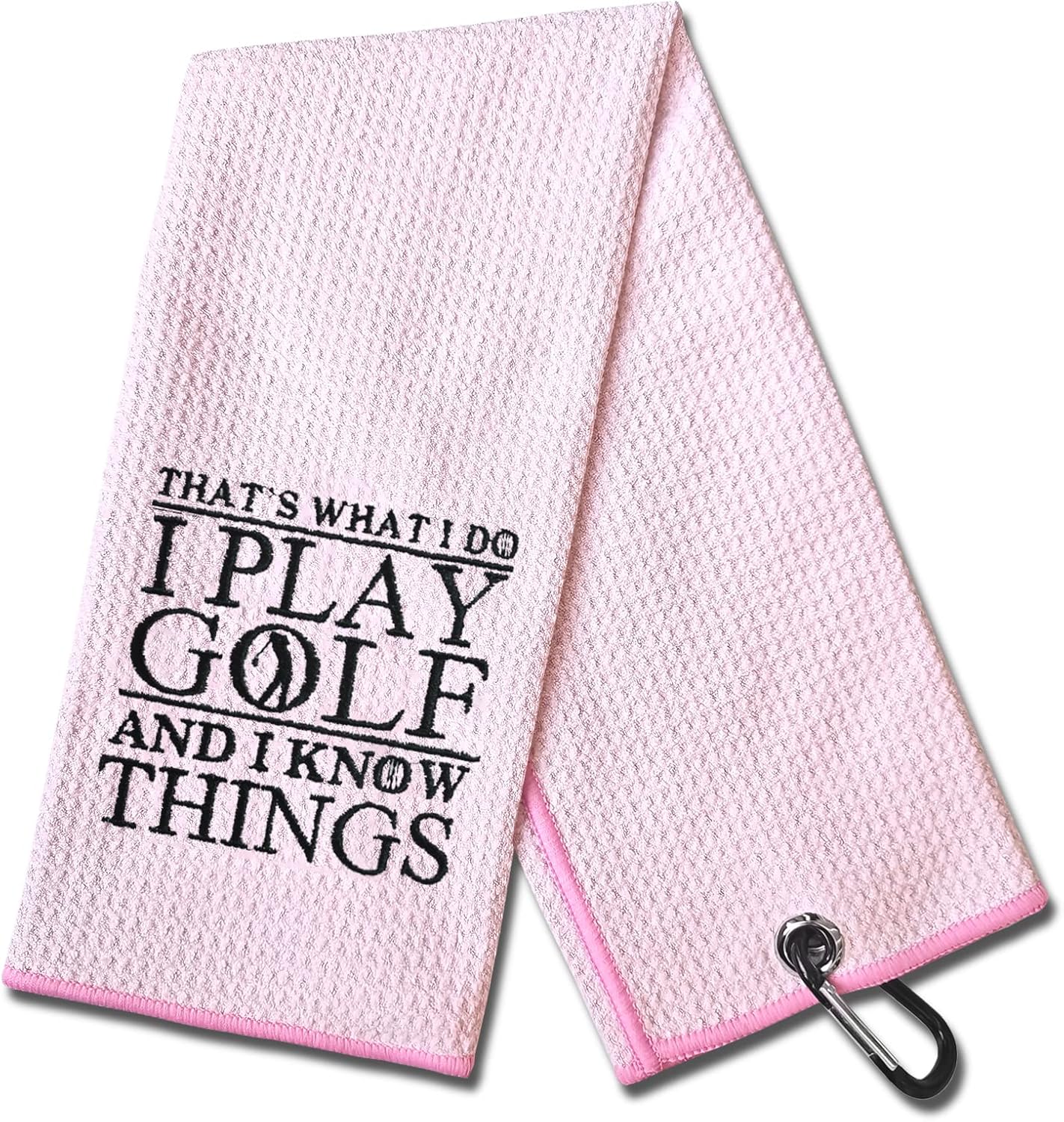 DYJYBMY Pink Golf Towel, Microfiber Golf Towels with Clip, Embroidered Golf Gift for Men, Women or Retired Coworker