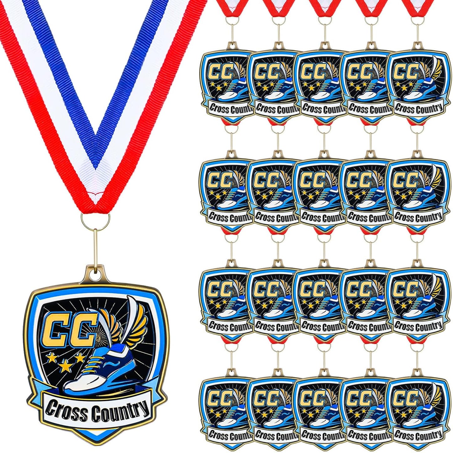 10/20 /30/40 Pcs Award Medals Bulk Sports Medals with Neck Ribbons 2.4 Inch Winner Award Trophy Prize Gift for Sports Themed Party Favors Tournaments School Match