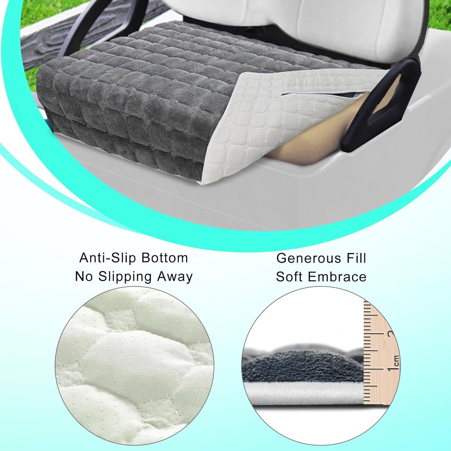 YOKYHOM Golf Cart Seat Covers, Supreme Comfort Golf Cart Seat Towel Blanket, Heavyweight Deep-Pile, Fits EZGO, Yamaha, Club Car and More 2-Seat Carts, 50"x 27.5", Dark Gray