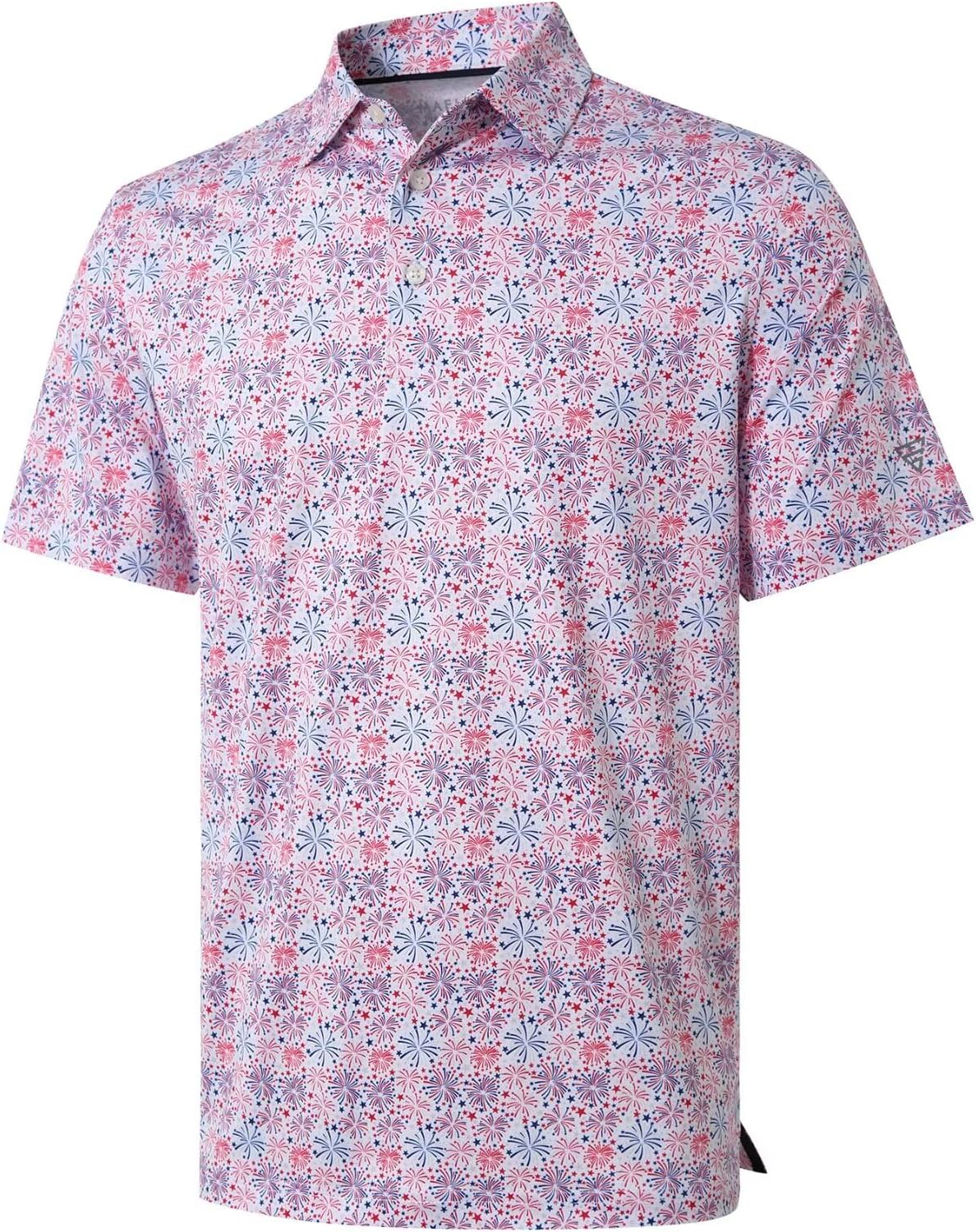 Golf Shirts for Men Dry Fit Short Sleeve Print Performance Moisture Wicking Polo Shirt