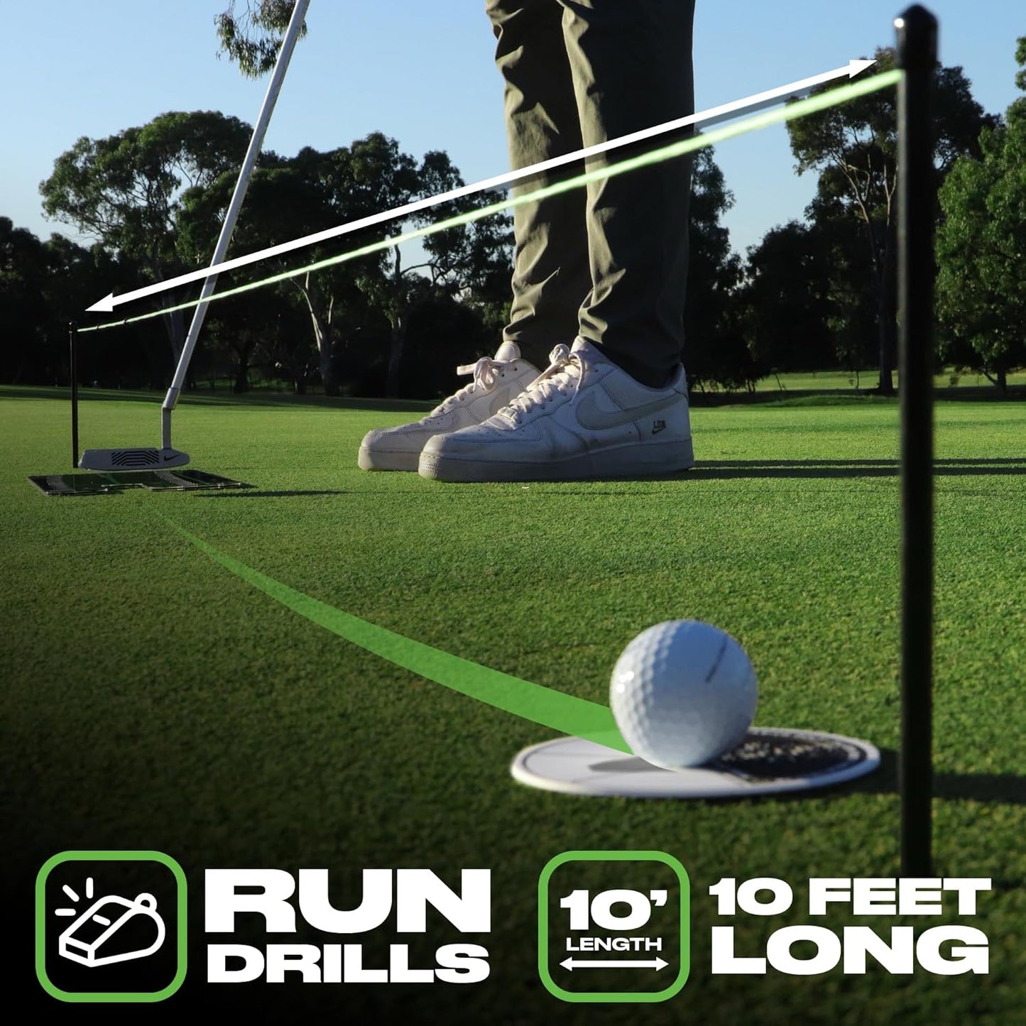 Triple Bead Golf Alignment String Line, Putting Aid for Indoor & Outdoor, Golf Putting Trainer, Putting String Line for Golf, Golf Putting Training Aid for Precision, Putting Alignment String