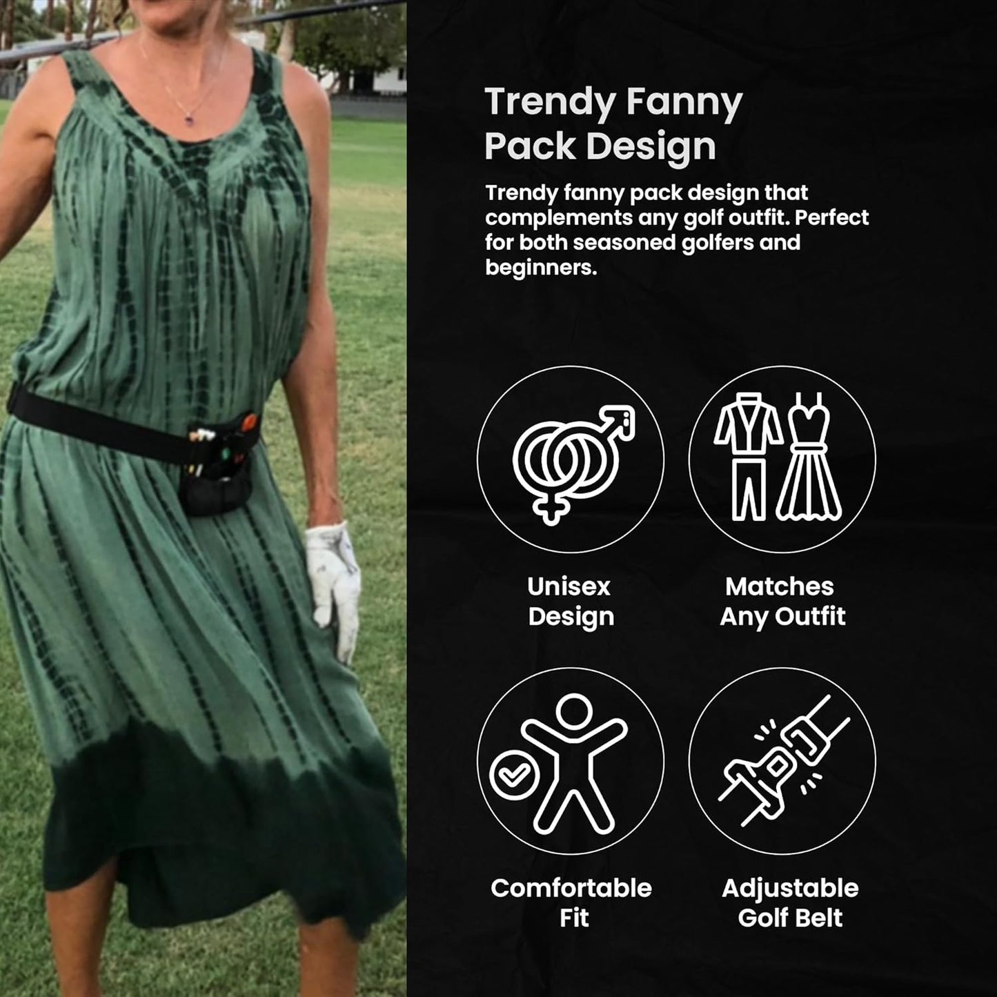 Golf Valuables Pouch Bag - Holder for Golf Tees, Balls, Keys, Cards & Cash - Golf Caddy Belt Pouch - Ideal Golf Accessories for Women & Men Belt Bag - Great Gift for Golfers - Golf Fanny Pack